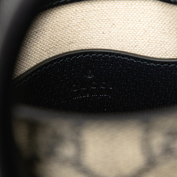 Gucci GG Supreme Tote Shoulder Bag Navy Blue Beige Leather - Picture 7 of 8